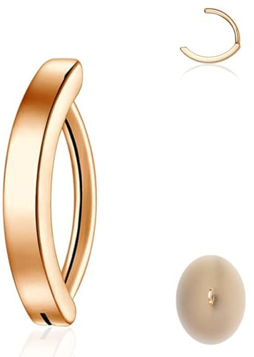 HENYQANN Piercing Aall'ombelico 14G Piercing All'ombelico Gioielli in Acciaio Chirurgico Piercing All'ombelico Curvo Iinverso Piercing All'ombelico Argento Oro Oro rosa