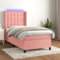 bed,lit 140 x 190 avec sommier coffre,lit adulte 140x190,Sommier à lattes de lit matelas et LED Rose 90x190 cm VeloursIdéal pour les chambres à coucher, les salles de séjour, là où c'est nécessaire