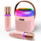 Pmgud Karaoke Maschine Kinder Tragbares Karaoke System mit Mikrofon LED-Licht und Bluetooth für Jungen und Mädchen Perfekt für Zuhause Partys und Spiele ab 3 Jahre- (Pink)