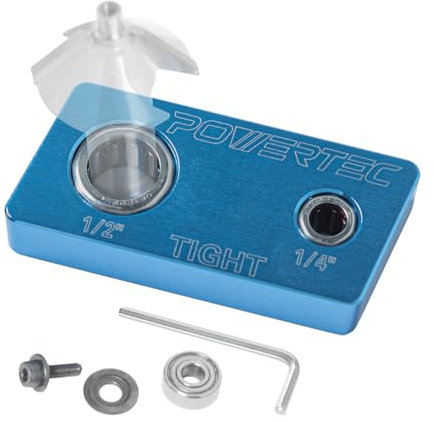 POWERTEC 71974 Magnetic Router Bit Vise 1/4 & 1/2 Shank with One-Way Bearing for Easy Bearing Changes, Cleaning & Sharpening - Router Bit Holder Vice