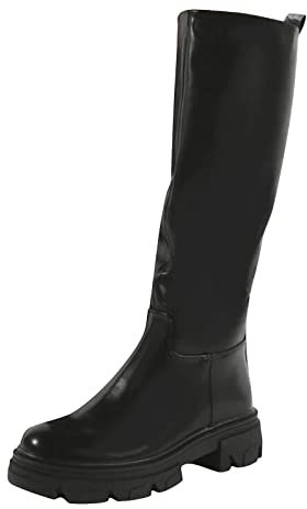 Generico Stivali Lunghi in Gomma Stivaletti Gomma 33 Scarpe da Donna Stivali da Donna con Suola Spessa Stivali Alti Stivali semplici alla Stivali semplici Stivali Acqua Alta Alti Scarpe (Black, 41)