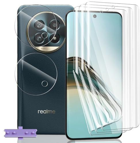 Yieehhow Protector Pantalla para Realme 13 Pro/13 Pro+, [3 Piezas] HD Película TPU Suave y [2 Piezas] Cristal Templado Protector Cámara, Película Protectora Flexible para Realme 13 Pro/13 Pro+