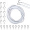 LINGJIA 5M Crochet Rideau, Rideau Caravane, Cordon de Rideau Blanc, Kits de Cordon de Rideau, Tringle à Rideau de Douche avec 10 Crochets 10 Oeillets, Utilisation Intérieure et Extérieure