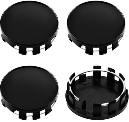 4 Stück Radnabenkappen 60mm, Nabendeckel 60mm Schwarz Felgenkappen aus ABS, Polierte Oberfläche, Kompatibel mit VW, Audi & Andere Fahrzeuge, Radnabenabdeckung (OD 60mm, ID 56mm)