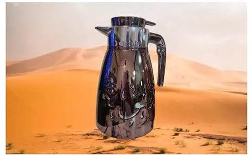 Elegant Bronze Arabic Coffee Dallah Pot – 1L Luxury Vacuum Insulated Shai Flask, Traditional Middle Eastern Design, for Hot Beverage Serving
