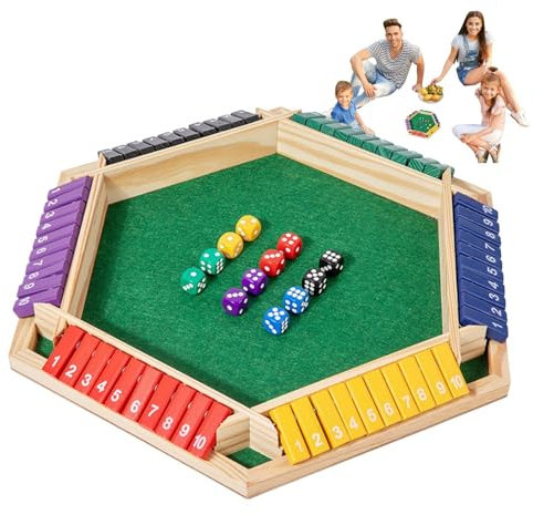 Generisch Shut The Box-Spiel, Würfelspiel, Shut The Box-Spiel, Würfelbrettspiel Für 6 Spieler, Vielseitiges 10-Zahlen-Spiel, Klassische Tischversion Mit Doppelverschluss Für Das Klassenzimmer