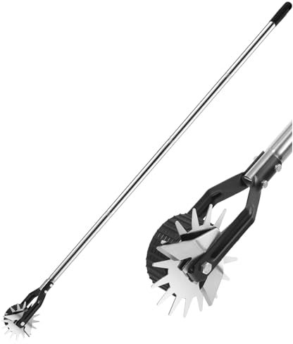 Roadtime Lawn Edger,67inch Side Wheel Rotary Edger Manual,Sidewalk Grass Edging Tool with Sharp Blades,Grass Trimmer Grass Cutter Machine Handheld,Adjustable Height with 4 Sections Handle