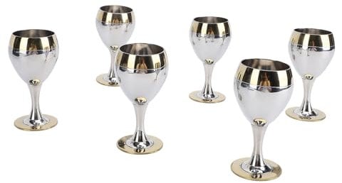 Stainless Steel Wine Glasses Set of 6, 60ml Unbreakable Metal Wine Glass, Silver Fancy Wine Goblets for Indoor & Outdoors, Travel, Camping, Pool, Picnic Restaurants, Home Bar