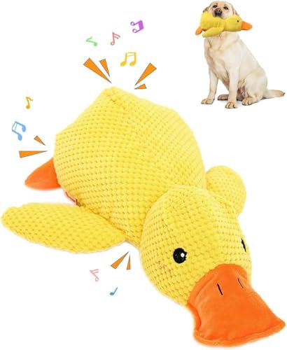 Frundoo Hundespielzeug Ente, Antistress-Ente-Hund, Quietschspielzeug Hund Kuscheltier für Hunde, Bequemes Spielzeug Hunde Plüsch Soundspielzeug für Hunde Plüsch Kauspielzeug