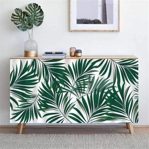 Highdi Schrankvorhang mit Klett, Schrank Vorhang Küche für Regal Selbstklebend Privatsphäre Schrankgardine für Küche, Kleiderschrank, Kommode (Grünes Blatt,70 * 90cm)