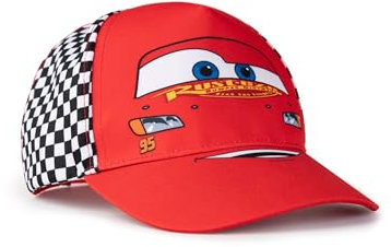 Disney Cars Lightning McQueen Kinder-Kappe, verstellbar, mit gebogenem Schirm, Rot | Sommer-Sonnenschutzhut für Jungen | '95 Rust-eze Karierte Kappe