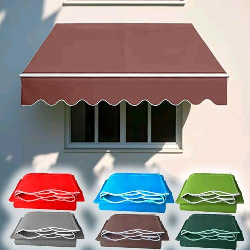 QSPNVFB Terrasse Markisen Ersatzstoff UV Schutz Canvas Markisentuch, Einziehbare Markisen Baldachin Tuch, Wasserabweisend Markisenbespannung Für Balkon(Brown,5 x 2m(16.4 x 6.5ft))