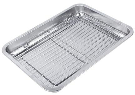 perfk Teglia da Forno con griglia, teglia per Biscotti da Forno Padella per Cookie per Cucinare Verdure per dei ristoranti Barbecue, 45 Cm X 35 Cm X 4.8