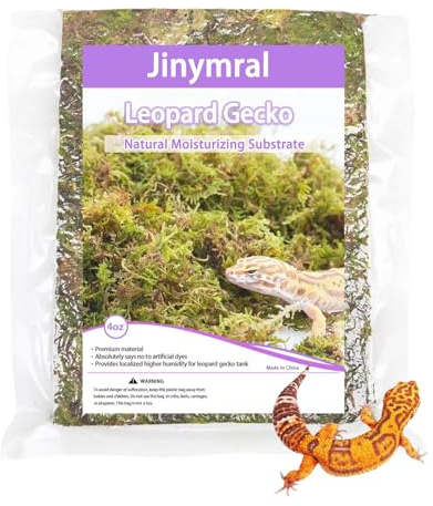 Jinymral Leopard Gecko - Sustrato de musgo de 4 onzas, accesorios de terrario de reptiles para suministros de decoración de hábitat, ropa de cama para lagartijas