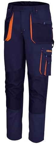 BETA - Pantaloni da Lavoro Leggeri Multitasche Blu in Cotone Poliestere con Tasche Porta Ginocchiere, Professionali per Officina e Manutenzione, Taglia 3XL 7860B
