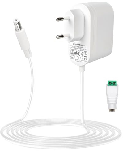 12V 2A Netzteil für LED Streifen, Transformator AC 100-240V auf DC 12V mit 5,5 x 2,1 MM DC Stecker und 1,5 M Ladekabel, 24W Power Supply für CCTV-Kamera Router