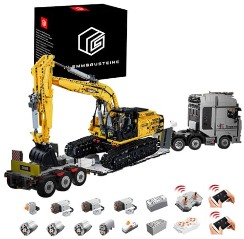 DOYAY Technik LKW mit Anhänger, Technik Bagger, 6180+ Teile LKW mit Anhanger, Bagger Bausatz MOC KIemmbausteine für Kinder Erwachsene