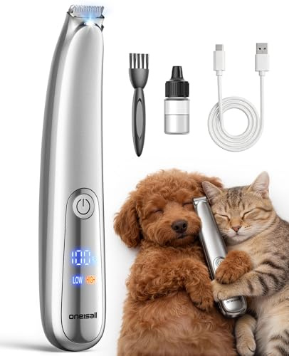 oneisall Upgraded Dog Paw Trimmer with 2-Speed | 19mm Curved Blade for Precision Trimming,LED Light,Rechargeable Paw Trimmer for Dog/Cat Paws,Eyes,Ears,Face,Rump for Home Use