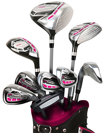 Powerbilt Pro Power Golf Clubs for Women Right Handed, Complete Golf Club Set with 460cc Driver, Fairway Wood, Hybrid, Irons, Blade Putter, Stand Bag, Head Covers