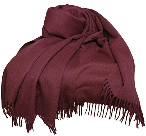 Decke Rotfuchs® Wolldecke Kuscheldecke Plaid Wohndecke Winter warm Uni Wolle 145 x175 cm Made in Germany (145 x 175 cm, Dunkelrot)