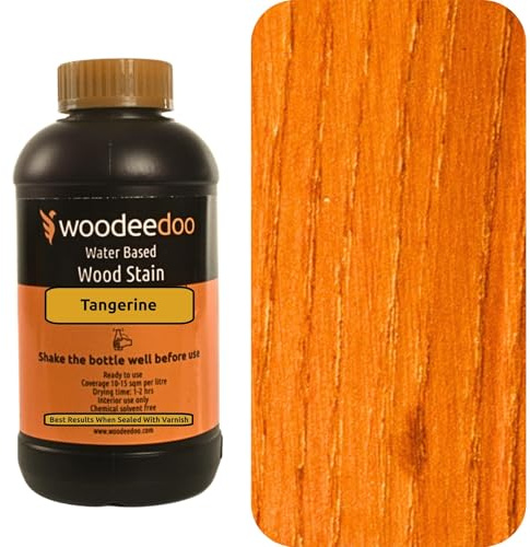 WooDeeDoo Water Based Wood Stain | Wood Dye | Ready to Use | Environmentally Friendly | Solvent Free | Odour Free | 450 ml | Tangerine