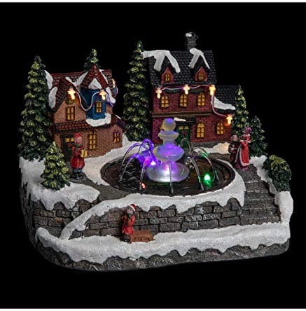 FEERIC LIGHTS & CHRISTMAS Pueblo de Navidad Fuente y niños 10 LED + Transformador