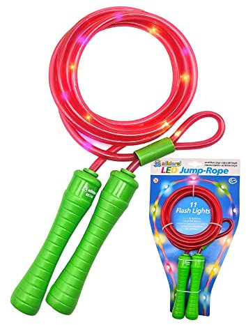 alldoro 63020 Corde à sauter, corde à sauter avec 11 LED, avec lumière, pour le jardin, le fitness, l'exercice et l'extérieur, pour enfants à partir de 6 ans & adultes, rose