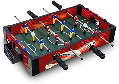 Carromco Fast-Kick-XM Mini Kicker Tischauflage – Kompakter Tischfußball mit Klicksystem, 2 Bällen, 4 Stangen, 12 Spielern in Rot-Schwarz, 51 x 31 x 9,7 cm – Mini Kickertisch für Zuhause