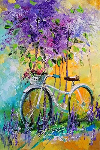 Yingxin34 Adult Jigsaw Puzzle 2000 Teile, dekomprimieren Sie intelligent das Fahrrad-Puzzle unter dem Blumenbaum, lustiges Puzzlespiel für Erwachsene für Kinder 70 x 100 cm