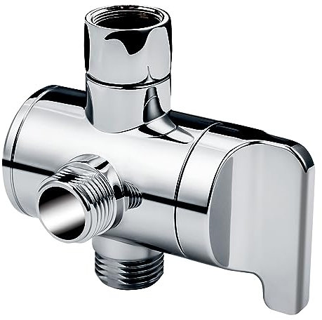 Bright Showers Shower Arm Diverter Valve for Hand held Showerhead and Fixed Spray Head, 3-Way Shower Head Diverter Valve, Chrome