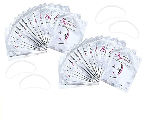 Eye Gel Pads, Lint Free Eyelash Patches, 100 Pairs Under Eye Gel Masks for Pro Salon and Individual Eyelash Extension (Silver)
