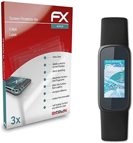 atFoliX Schutzfolie kompatibel mit Fitbit Luxe Folie, ultraklare und flexible FX Displayschutzfolie (3X)