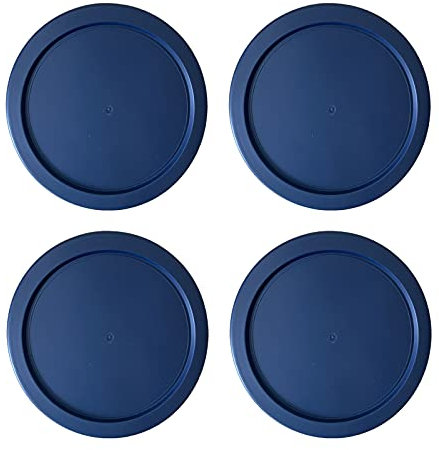 Ersatzdeckel für Pyrex 4 Tassen Glas Frischhaltedosen Schüsseln, 15,2 cm, runde Kunststoffdeckel, passend für Pyrex 7201-PC, luftdicht und auslaufsicher, 4 Stück, Blau