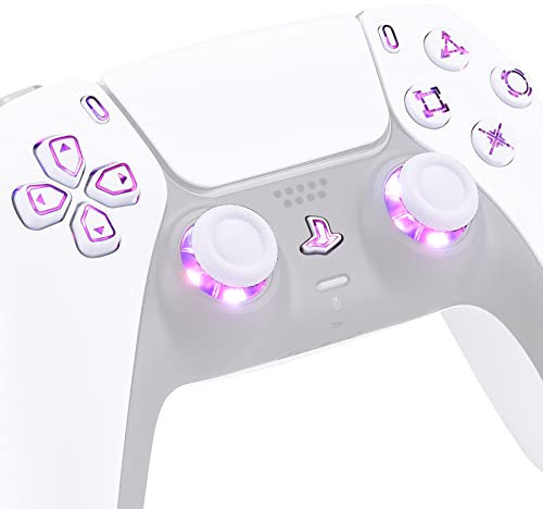 eXtremeRate Multicolore Tasti Luminosi per ps5 Controller BDM-010/020,D-pad Levette Analogiche Pulsanti DTF V3 LED Kit Ricambio per ps5 Joystick(NON Inlcude Controller)-Bianco
