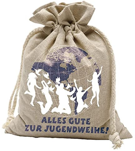 wunderschöner Jute-Beutel, Beutel Alles Gute zur Jugendweihe,Geldbeutel