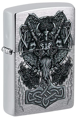Zippo Taschenfeuerzeug, Wikinger-Design, gebürstetes Chrom