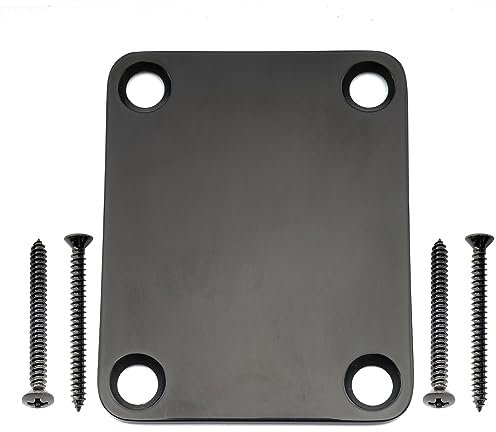 Musiclily Pro 4-Bolt Steel Neck Plate for Stratocaster Telecaster Electric Guitar or Bass, Black