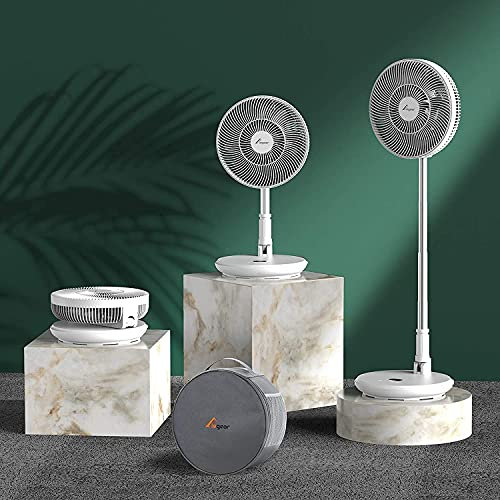 Elegear Ventilator, leise, tragbar, verstellbar, faltbar, Standventilator, Fernbedienung, 9 Geschwindigkeitsstufen, Tischventilator, 7800 mAh, wiederaufladbarer Akku, mit Tasche Ø 28 cm