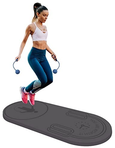 LaiEr Jump Rope Mat,Knees Protection Impact Absorption Jumping Rope Mat Fitness Exercise Mat Non-Slip for Home Gym(Grey,140cm*62cm*20mm)