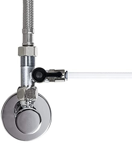 Absperrhahn, Absperrventil Adapter T-Stück verschiedene Größen zum Anschluss von Wasserfilter | Umkehrosmose, Side-by-Side Kühlschränke, Kaffeemaschine, Größe: (3/8 AG x 1/4 QC x 3/8 ÜM)
