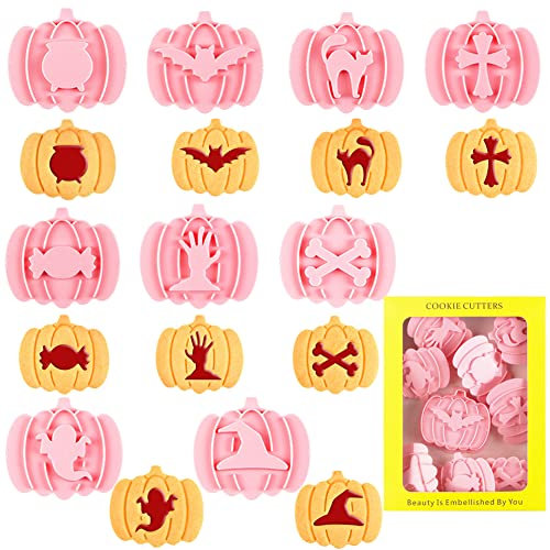 SUNSK Halloween Ausstecher Kürbis Ausstechformen Sandwich Keksausstecher Fledermaus Hexenhut Ausstechform Geist Fondant Ausstecher Halloween Plätzchenformen Set Keksformen 9 Stück