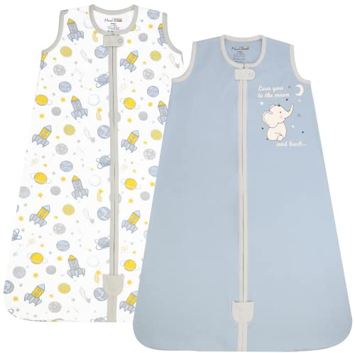 Babyschlafsack aus Bio-Baumwolle 0.5 TOG Sommer Schlafsack 2er-Pack | Atmungsaktiv, leichter Sommerschlafsack aus GOTS- und OEKO-TEX-zertifizierter Bio-Baumwolle für 12–18 Monate von Mama Cheetah