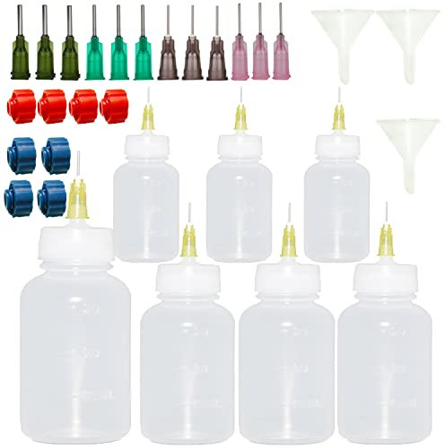 30pcs Needle Tip Glue Bottles Applicator Set, 30ml 50ml 100ml Plastic Squeeze Dropper Bottles with 8 Caps and 12 Blunt Needle Tips for Craft Art Project,Glue Applications,Paint Quilling Craft and Oil.