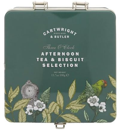 Cartwright & Butler | Three O'clock Afternoon Tea & Biscuit Selection Tin - Gift Basket, Birthday Treats, Thank You Gift, Thinking of You, Father's Day Gift, Mother's Day Gift
