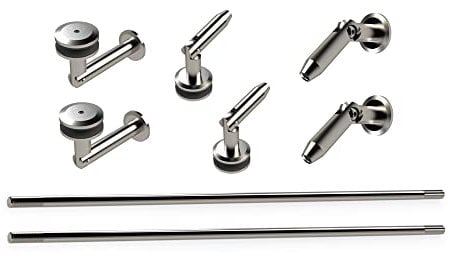 METALUSTIC Beschlagsatz für Glasvordach | Satz mit drei Konsolen | Glasvordachmontage | Beschlagsatz | Glasvordachmontage | 50 mm Typ1 + Typ 2 + Typ 2 | Glas 10-22 mm | Einzeln