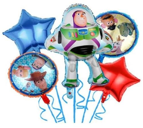5 Stück Buzz Folienballons Geburtstagsparty Zubehör für Kinder Themenparty Dekorationen