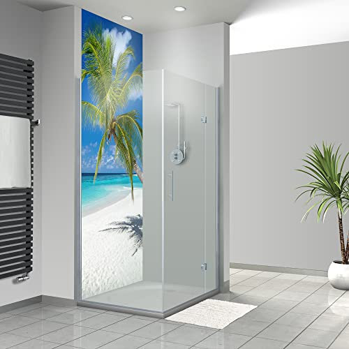 WANDFREUDE individuelle Duschrückwand Aluverbundplatte auf Maß (1 Stück - Traumstrand - Seidenmatt) – Dusche Wandverkleidung Duschwandverkleidung Duschrückwände