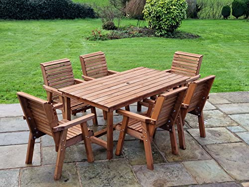 Churnet Valley PATIO SET, WOODEN GARDEN TABLE & CHAIRS, SITS 6