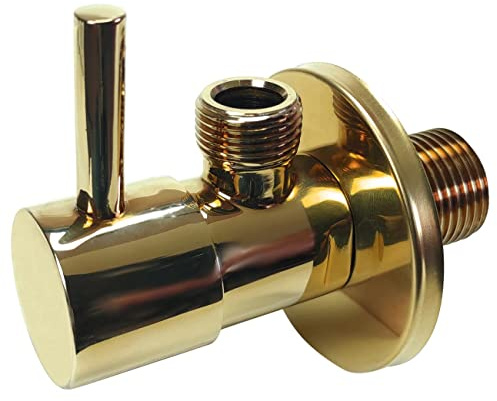 Gold Brass 1/2 x 3/8 BSP Basin Hose Valve Water Tap Cut-Off Long Lever