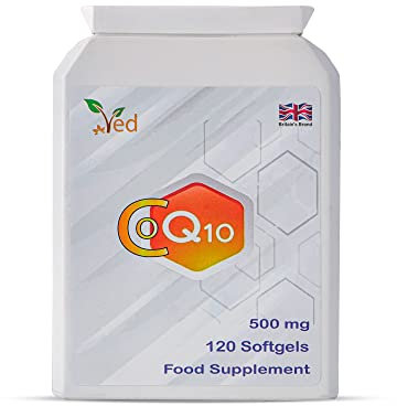 CoQ10 de Ved 500mg | CoEnzyme Q10 | La plus haute résistance | Coenzyme d'ubiquinone naturellement fermentée | Formule naturelle supérieure | 500 mg 120 gélules | 4 mois d'approvisionnement 